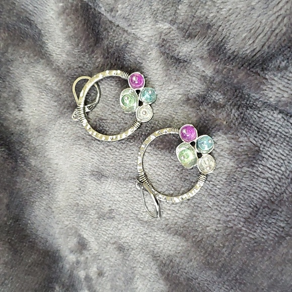 Retro exaggerated earring inlay colorful crystal - Picture 2 of 2